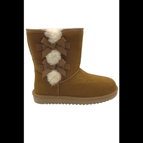 Koolaburra by UGG Suede Bow Short Boots Victoria Chestnut - Medium - Picture 1 of 4